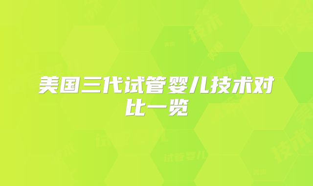 美国三代试管婴儿技术对比一览