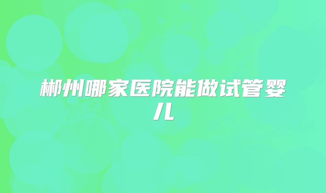 郴州哪家医院能做试管婴儿