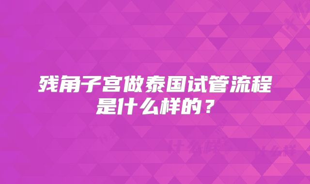 残角子宫做泰国试管流程是什么样的？