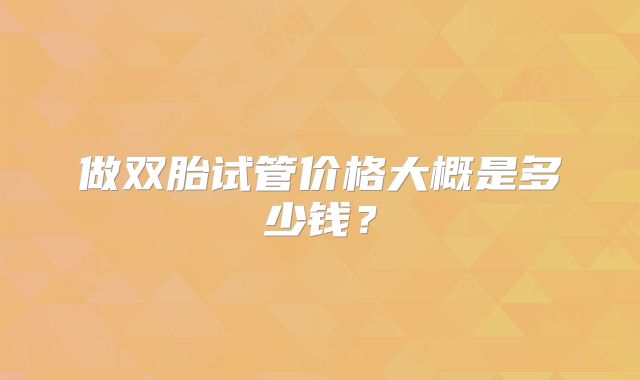 做双胎试管价格大概是多少钱？
