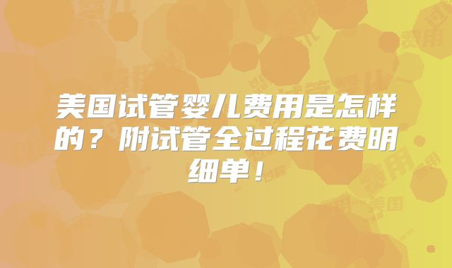 美国试管婴儿费用是怎样的？附试管全过程花费明细单！