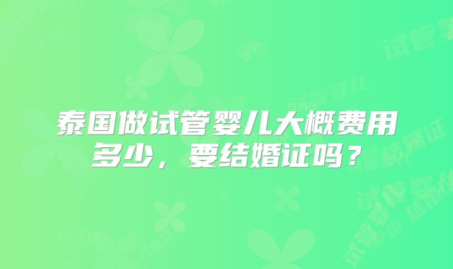 泰国做试管婴儿大概费用多少,要结婚证吗?