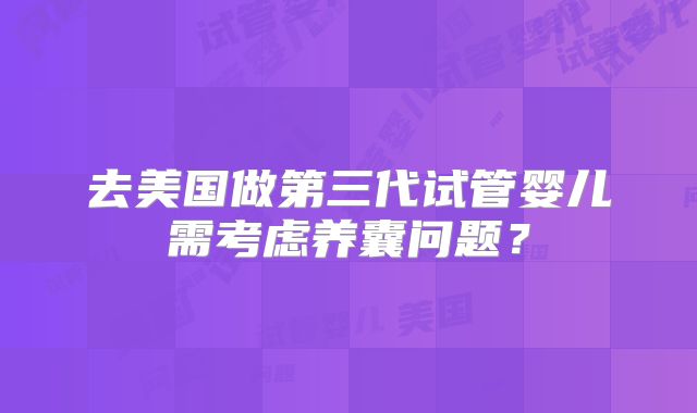 去美国做第三代试管婴儿需考虑养囊问题？