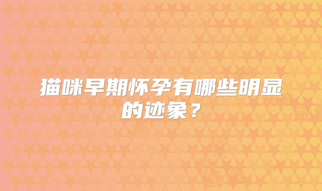 猫咪早期怀孕有哪些明显的迹象？