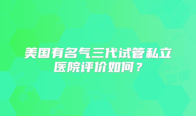 美国有名气三代试管私立医院评价如何?