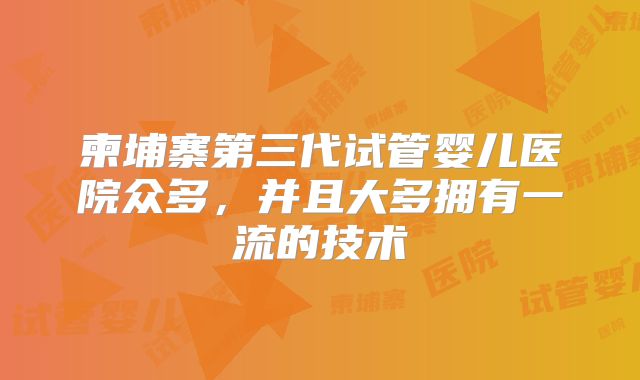 柬埔寨第三代试管婴儿医院众多，并且大多拥有一流的技术