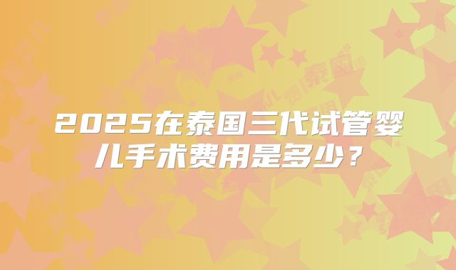 2025在泰国三代试管婴儿手术费用是多少？