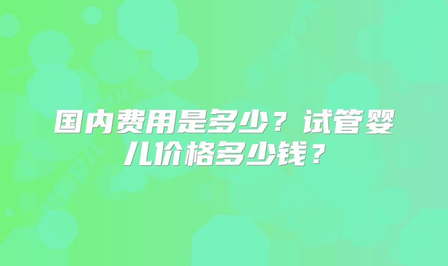国内费用是多少？试管婴儿价格多少钱？