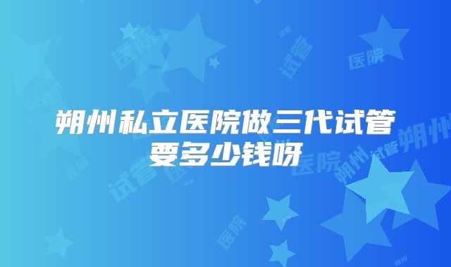 朔州私立医院做三代试管要多少钱呀