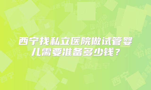 西宁找私立医院做试管婴儿需要准备多少钱？