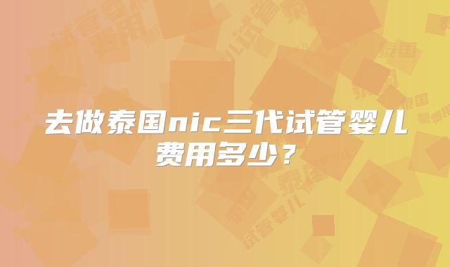 去做泰国nic三代试管婴儿费用多少?