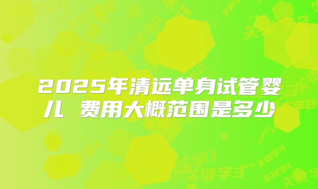 2025年清远单身试管婴儿 费用大概范围是多少