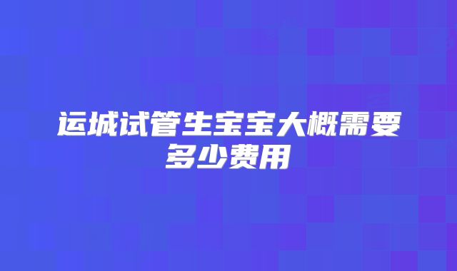运城试管生宝宝大概需要多少费用
