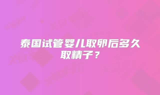 泰国试管婴儿取卵后多久取精子？