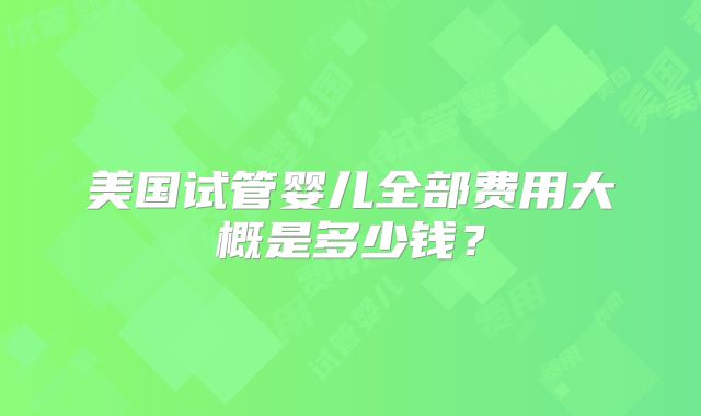 美国试管婴儿全部费用大概是多少钱？