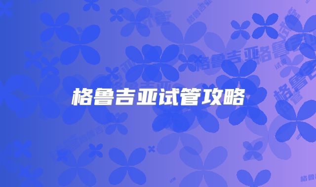 格鲁吉亚试管攻略