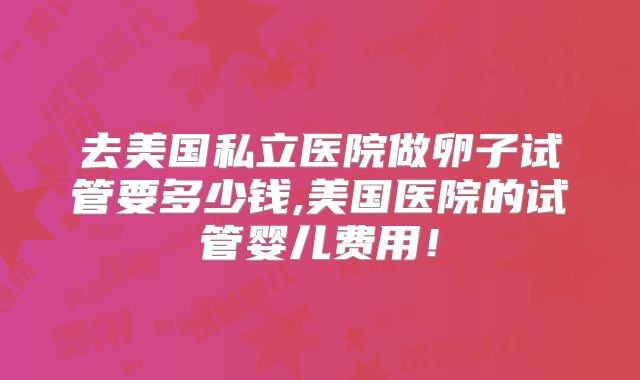 去美国私立医院做卵子试管要多少钱,美国医院的试管婴儿费用！
