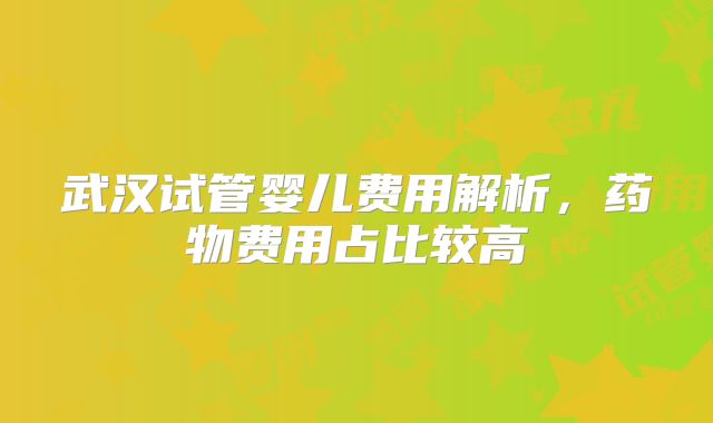 武汉试管婴儿费用解析，药物费用占比较高