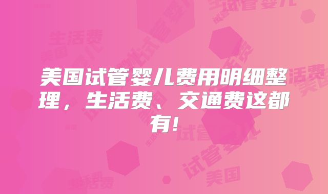 美国试管婴儿费用明细整理，生活费、交通费这都有!