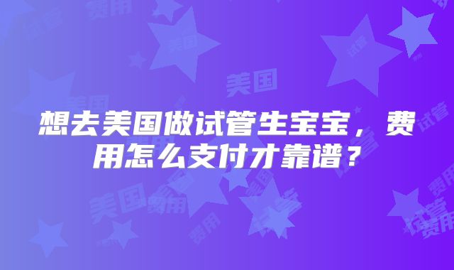想去美国做试管生宝宝，费用怎么支付才靠谱？