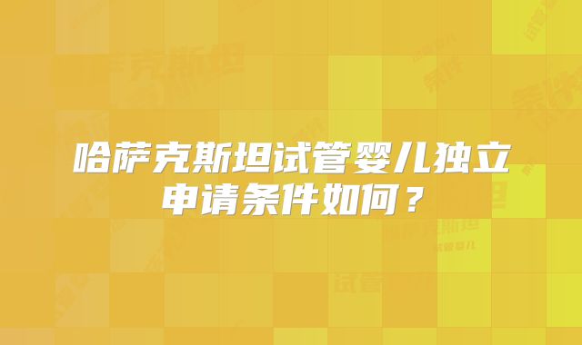 哈萨克斯坦试管婴儿独立申请条件如何？