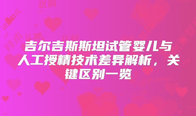 吉尔吉斯斯坦试管婴儿与人工授精技术差异解析，关键区别一览
