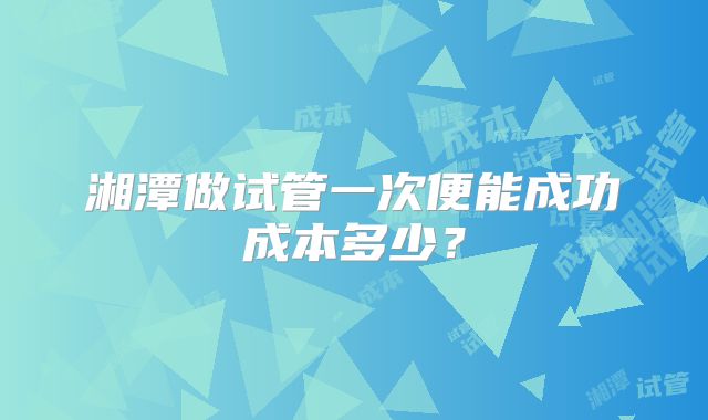 湘潭做试管一次便能成功成本多少？