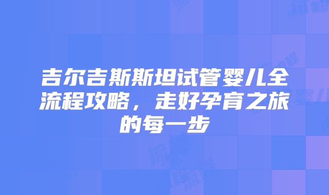 吉尔吉斯斯坦试管婴儿全流程攻略,走好孕育之旅的每一步