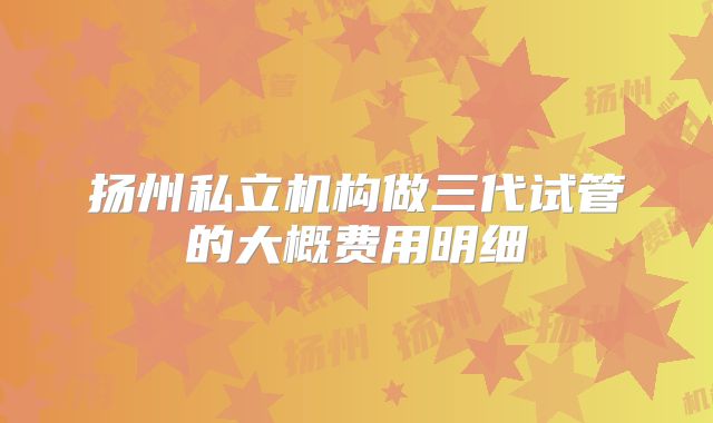 扬州私立机构做三代试管的大概费用明细