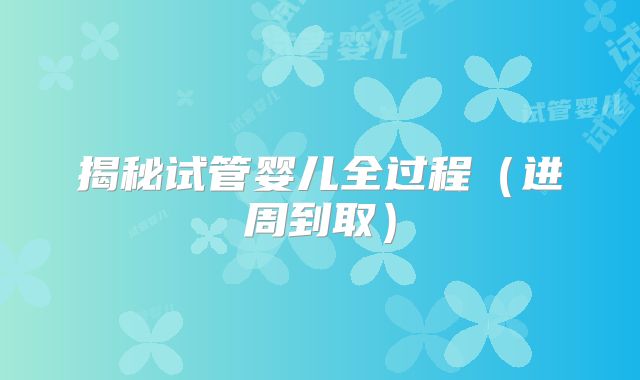 揭秘试管婴儿全过程（进周到取）