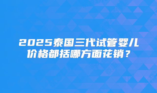 2025泰国三代试管婴儿价格都括哪方面花销?