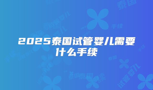 2025泰国试管婴儿需要什么手续
