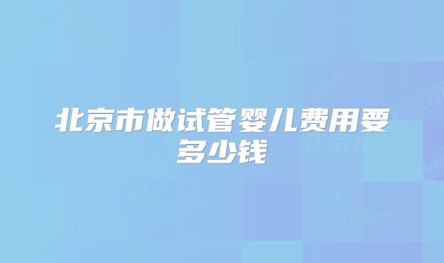 北京市做试管婴儿费用要多少钱