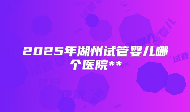 2025年湖州试管婴儿哪个医院**