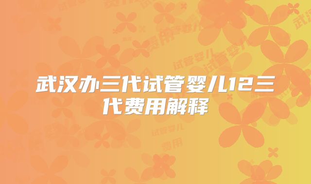 武汉办三代试管婴儿12三代费用解释