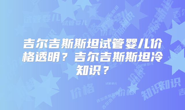 吉尔吉斯斯坦试管婴儿价格透明?吉尔吉斯斯坦冷知识?