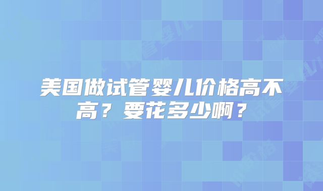美国做试管婴儿价格高不高？要花多少啊？
