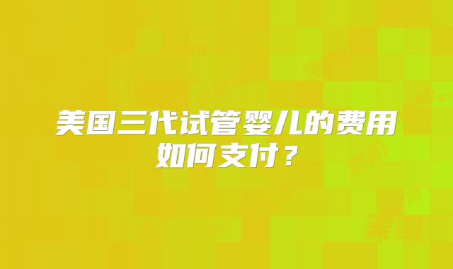 美国三代试管婴儿的费用如何支付？
