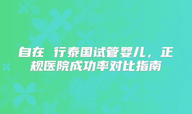自在 行泰国试管婴儿，正规医院成功率对比指南
