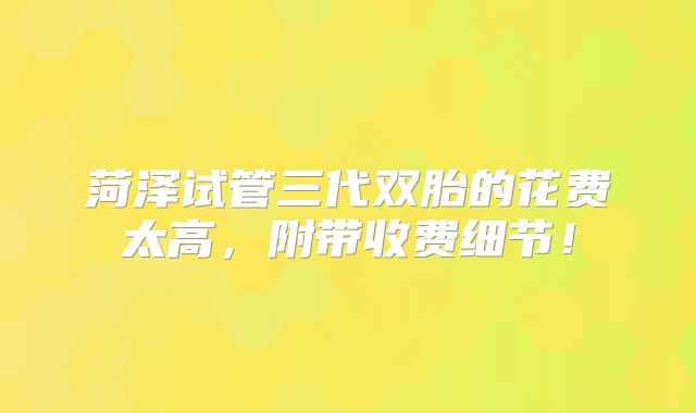 菏泽试管三代双胎的花费太高，附带收费细节！