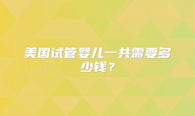 美国试管婴儿一共需要多少钱？