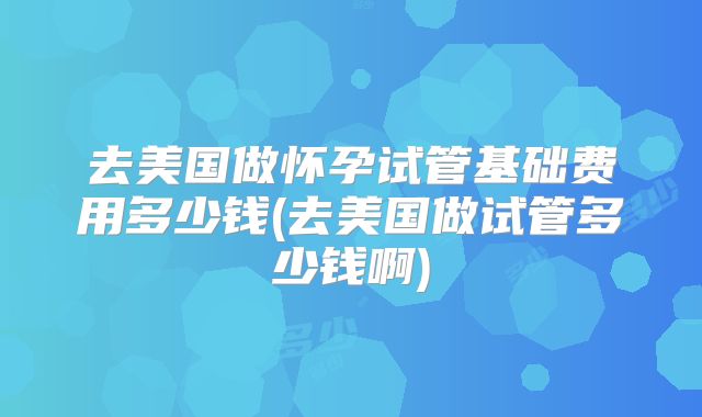去美国做怀孕试管基础费用多少钱(去美国做试管多少钱啊)