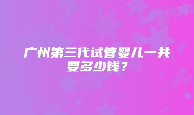 广州第三代试管婴儿一共要多少钱？