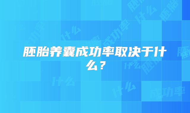 胚胎养囊成功率取决于什么？