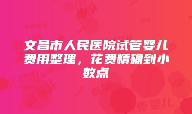 文昌市人民医院试管婴儿费用整理,花费精确到小数点