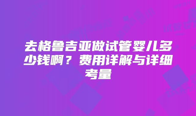 去格鲁吉亚做试管婴儿多少钱啊？费用详解与详细考量