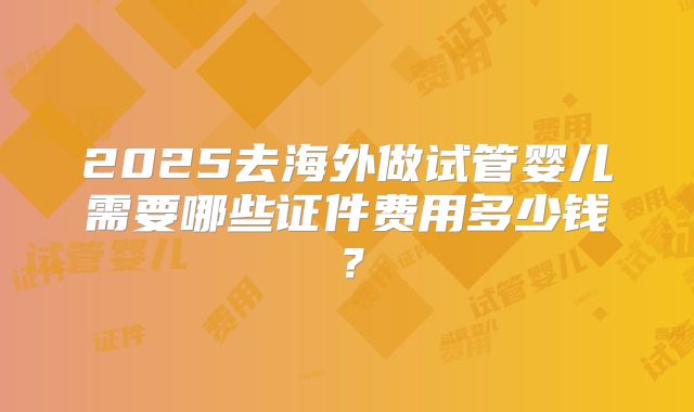 2025去海外做试管婴儿需要哪些证件费用多少钱？