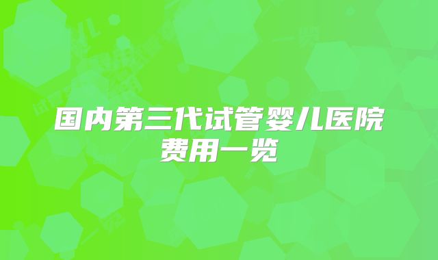 国内第三代试管婴儿医院费用一览