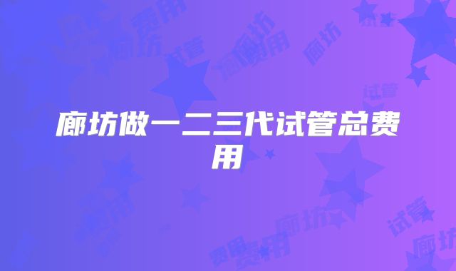 廊坊做一二三代试管总费用
