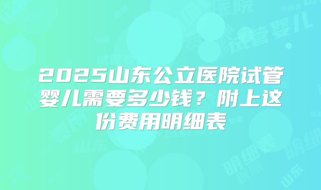 2025山东公立医院试管婴儿需要多少钱？附上这份费用明细表